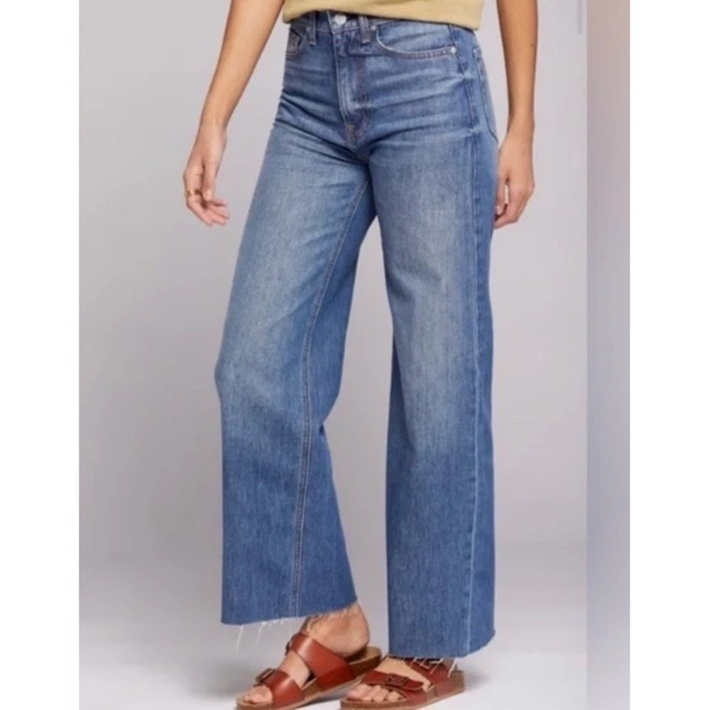 $247 NWT Current/Elliott The Navigator High Rise Wide Leg‎ Jeans Gatsby Denim 26